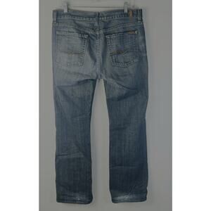 Y2K 7 For All Mankind Mens Size 33 Bootcut Distressed Denim Jeans (35x34)